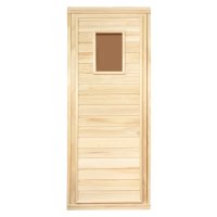 фото Дверь для бани деревянная со стеклом 1700х700 мм