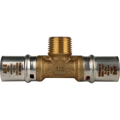фото STOUT SFP-0008-161216 Тройник-переходник с наружной резьбой для металлопластиковых труб прессовой